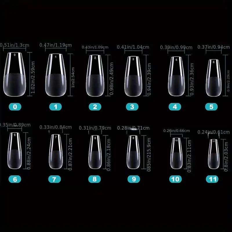 600 Pieces Full-Cover False Nail Stickers Stiletto Style Almond-Shaped Square-Shaped Pointed-Shaped French Style Removable Gel Nail Extension Stickers Capsule Packaging