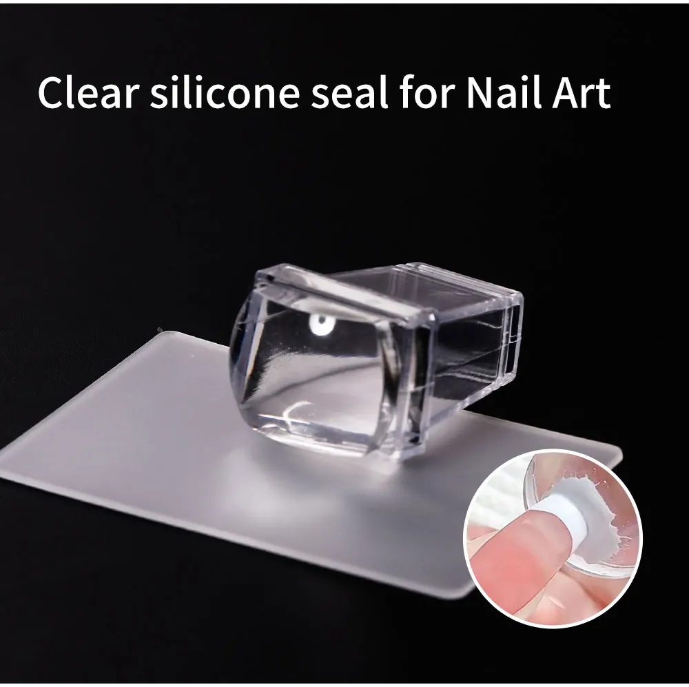 Description Picture 2 of itemLULAA Clear Jelly Soft Silicone Rectangular Nail Art Stamping Stamper with Scraper Image Plate Manicure Tools DIY Polish Kit