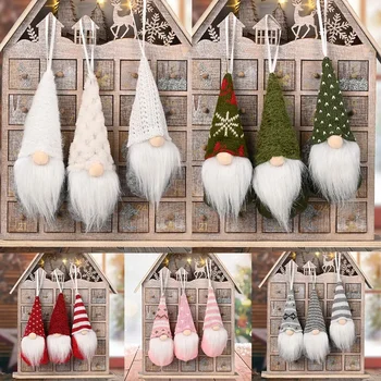 3pcs Christmas Tree Hanging Gnome Plush Gonk Santa Doll Pendants Xmas Ornaments Holiday Party Decoration 15*6*4cm
