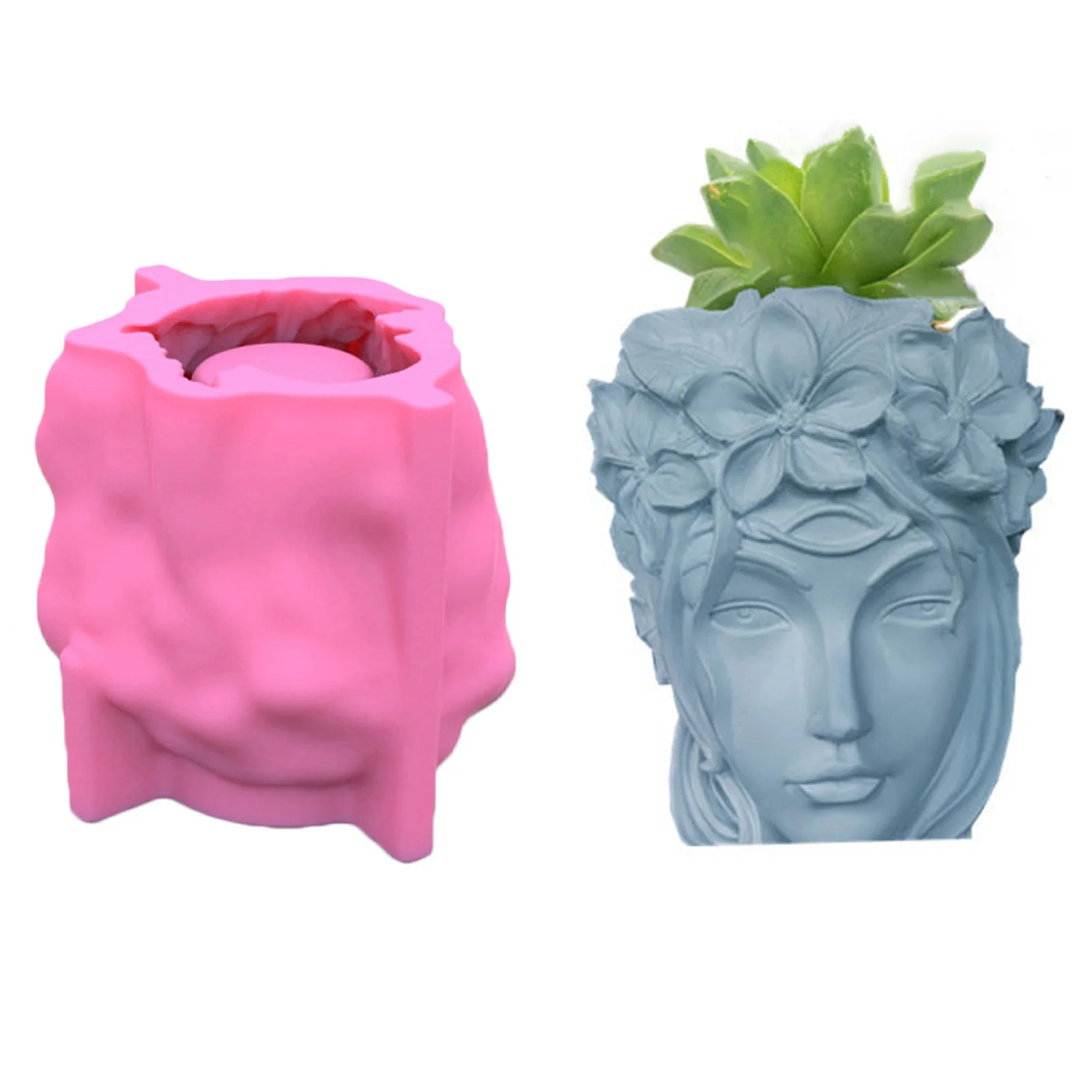 Silicone Mold Flower Pot DIY Homemade Succulent Plant Pots Goddess Head