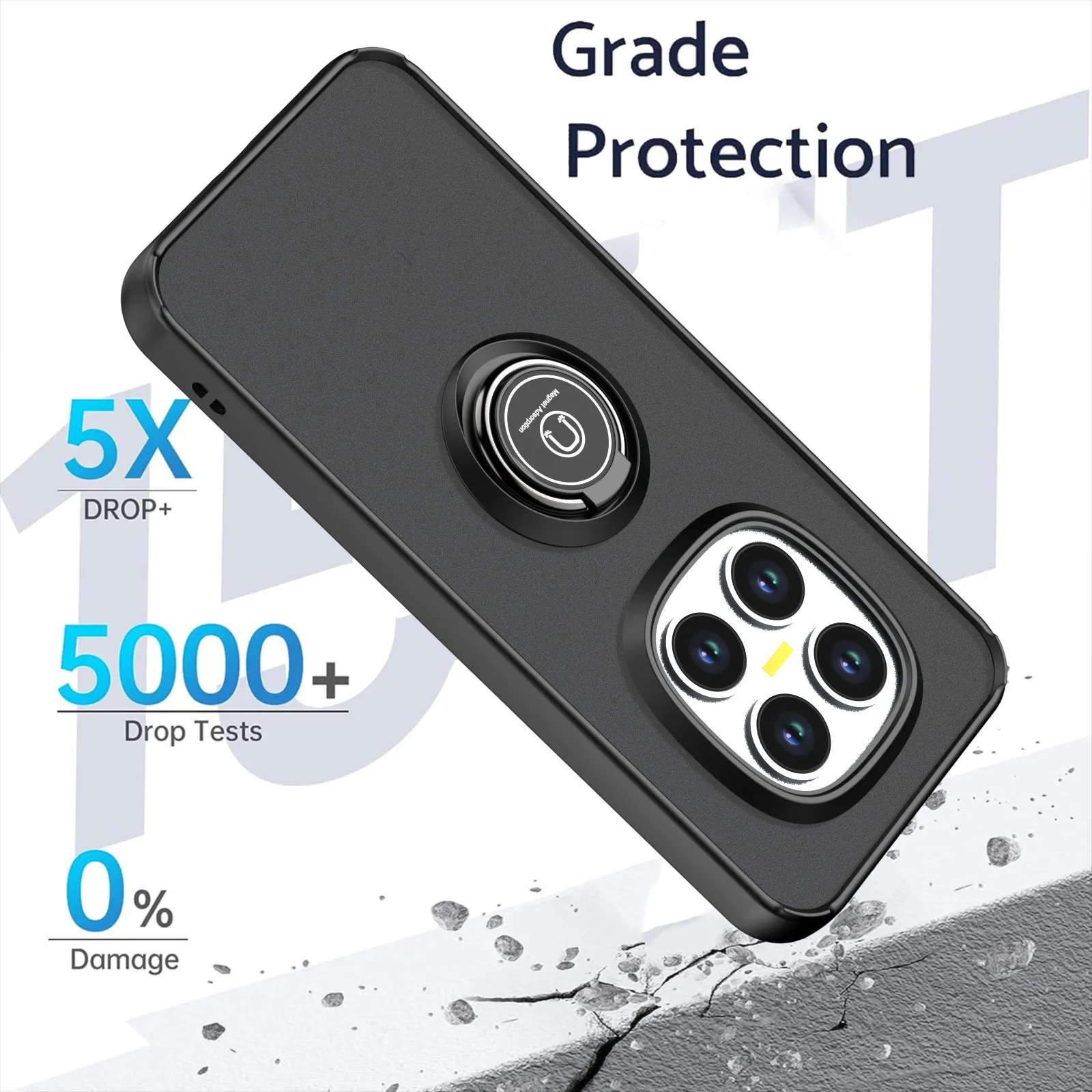 Matte Phone Case with Kickstand - Shockproof Protective Translucent Cover