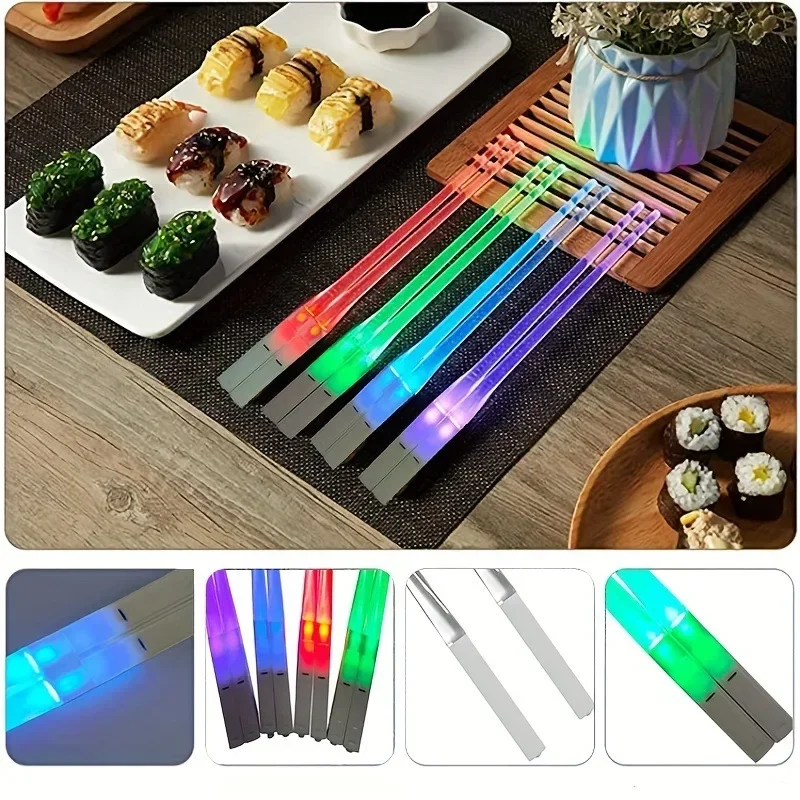 1 Pair LED Chopsticks Lightsaber Chopsticks Mini Chopsticks Reusable Chopsticks for Party Luminous Chinese Chopsticks