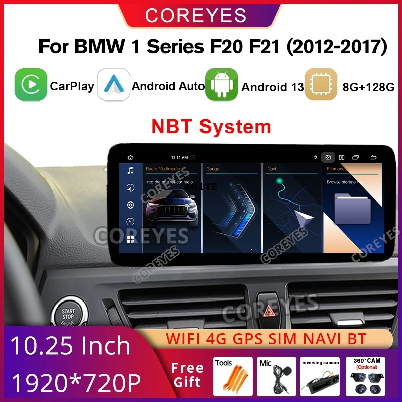 

Автомагнитола COREYES 10,25 дюймов, Android 12, для BMW 1 серии F20 F21 Carplay, GPS, стерео, Bluetooth, экран дисплея, мультимедиа