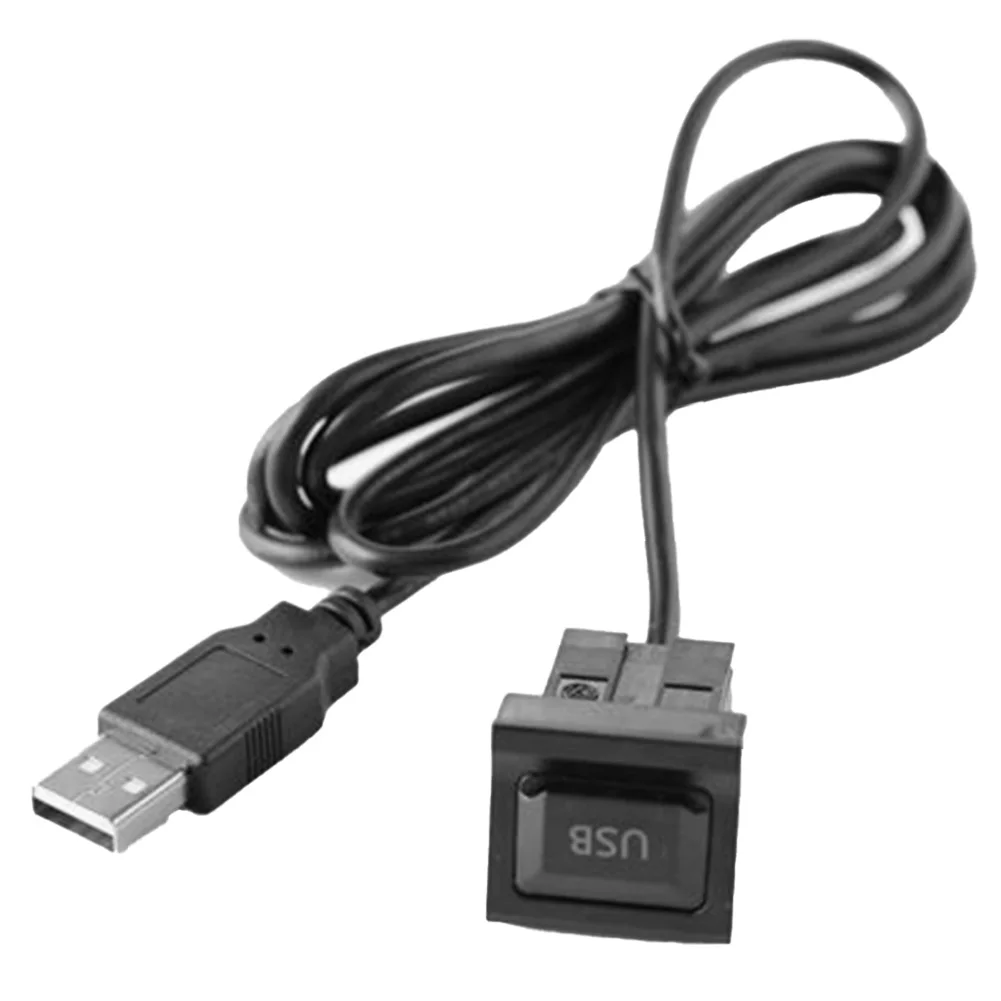 

3.3*2.3 (CM) Black 1pcs USB With Dust Cover Wire Harness AUX Adapter Cable Dash Flush Mount Extension High Quality