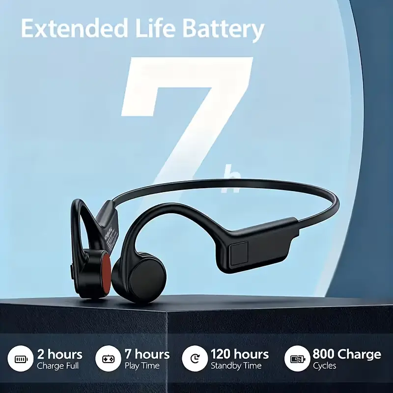 Open-ear Bone Conduction Headphones, Wireless Ear-hook Sports Headset with Microphone, 16 Hours Playback, BT 5.3 Stable Connection, HiFi Stereo, Hands-free Calling for Running & Cycling - Image 5