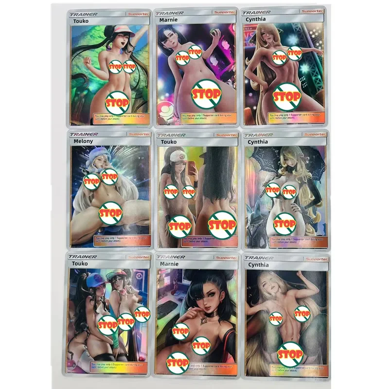 

9Pcs/set Pokemon Girl Trainer Flash Card Sexy Kawaii Anime Beautiful Girls Game Rare Card Anime Collection Card Gift for Friends