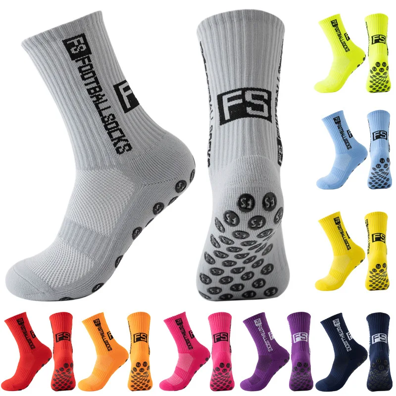 

8Pairs/Lot FS Football Socks New Style Round Silicone Suction Cup Grip Anti Slip Soccer Socks Sports Men Baseball Rugby Socks