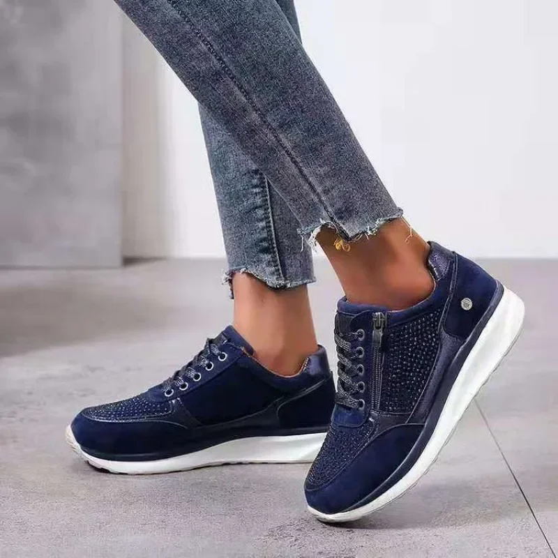 New Design Sneakers for Women Fashion Rhinestone Women's Casual Shoes 2024 Hot Sell Comfortable Slip-on Women's Platform Shoes 5