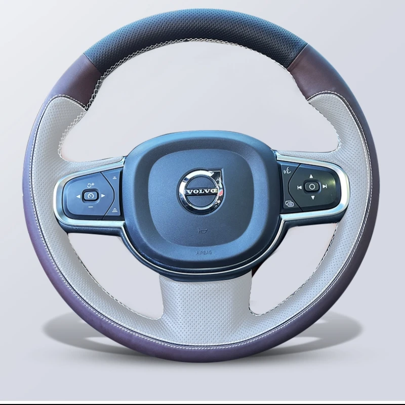 

Customized leather hand-stitched steering wheel cover For Volvo 16-23 XC90 xc60s60s90 Car anti-skid handle cover