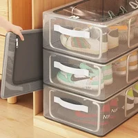 PVC Shoe Storage Foldable Shoes Bags Large Capacity Portable Space Saving Shoes Dust-proof Water-proof Transparent Storage Box 2