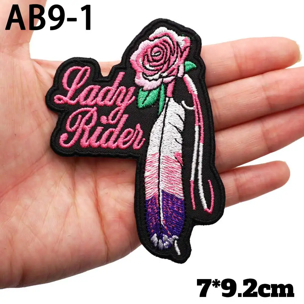 Lady Rider Embroidered Iron / Sew On Patch Motorbike Motorcycle - Foto 5