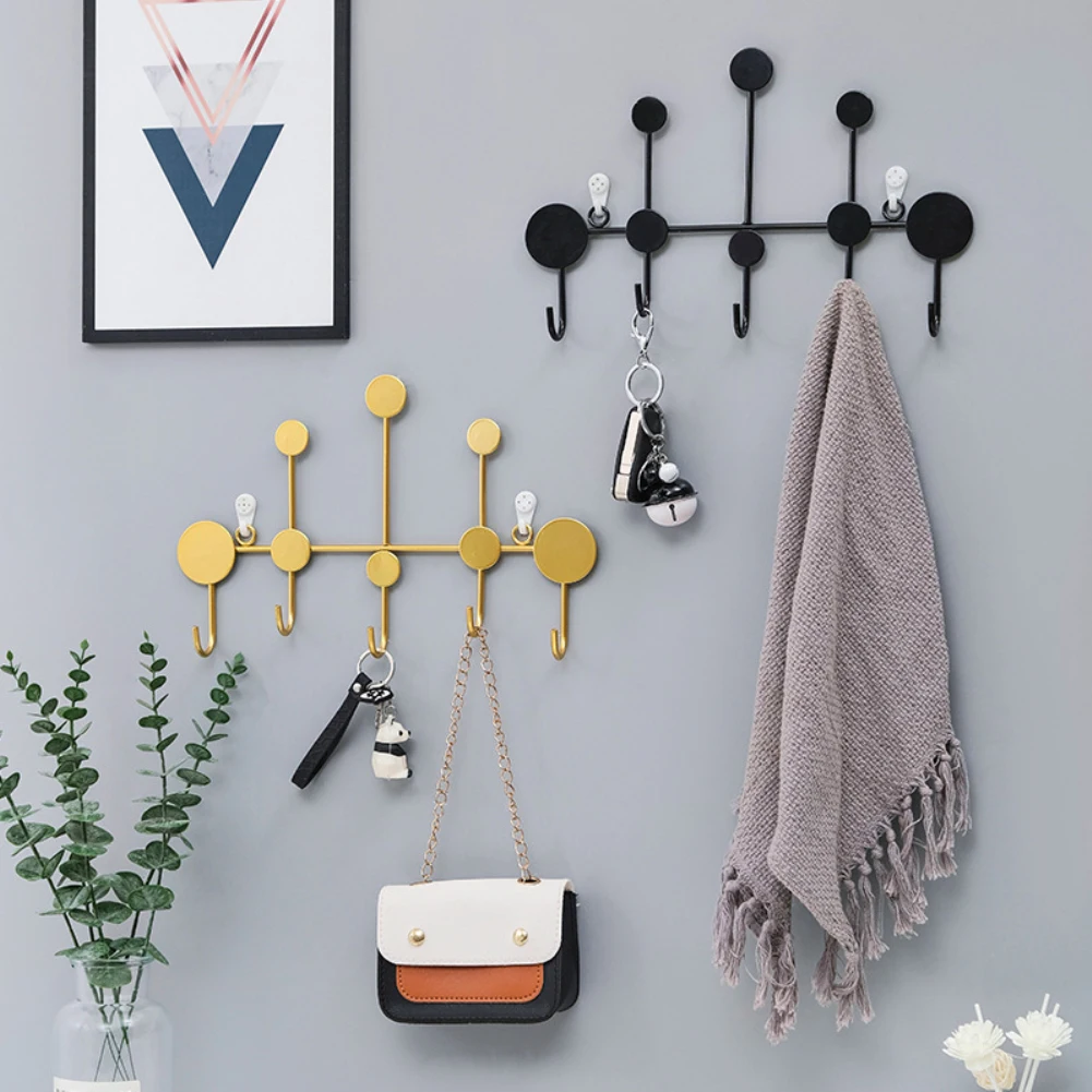 Clothes Hook Clothes Rack Wall Mounted Coat Rack Key Storage Holder Home Decoration Iron Wall Accessories