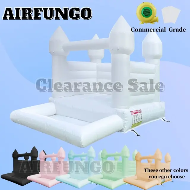 Wholesale Air Bounce Jumping Inflatable Wedding Castle White Bounce House With Ball Pit For Kids Moonwalk Party Celebration 1