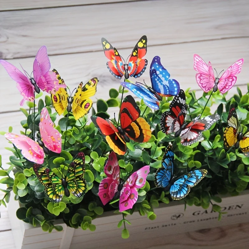 Imulation Butterfly Garden Yard Planter Butterfly Flower Colorful Arrangement 10PCS Indoor/Outdoor Decor Flower Pots Decoration butterfly decoration garden art decor