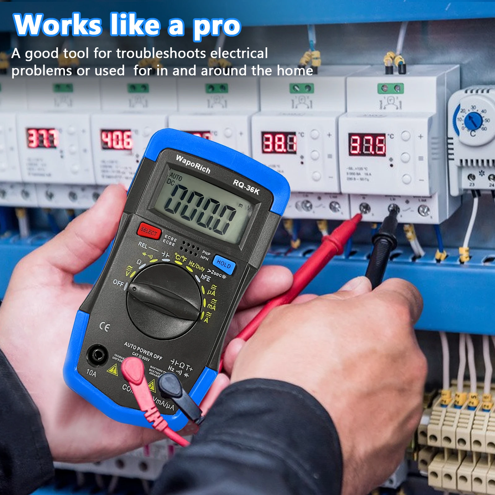 Multimeter Tester TRMS 4000 Counts Digital Multimeter with DC AC Voltmeter and Ohm Volt Amp Meter ; Measures Voltage, Current