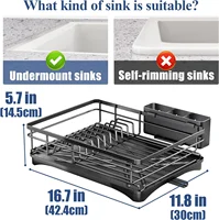 ราวตากจานสําหรับเคาน์เตอร์ครัวชั้นวางจานขนาดใหญ่พร้อมที่คว่ําจานกันสนิมพร้อมที่วางภาชนะสําหรับอ่างล้างจาน 5