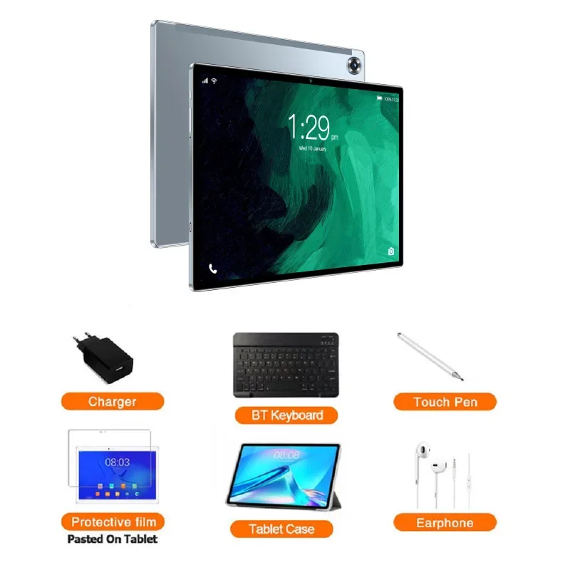 thumbnail image 1 of Tableta Android PA13 de 10,1 pulgadas, versión global, Android 12, Bluetooth, 12 GB, 512 GB, diez núcleos, 24 + 48 MP, WPS + 5G, WIFI, portátil, gran oferta 2023, 1 of 5