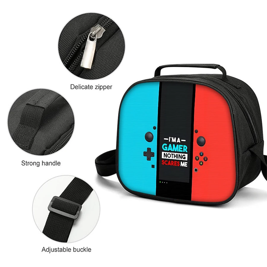 Spielkonsole Schultergurt Isolierte Lunchtasche Student Bento Lebensmittelbehälter Taschen Wiederverwendbare Thermokühler Lunchboxen für die Arbeit – Detail 4