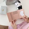 Fashion Wallets Girls Cute Bow Small Wallet Aesthetic Card Holder Classic Three Fold Purse For Women Student Simple Coin Pouch 5