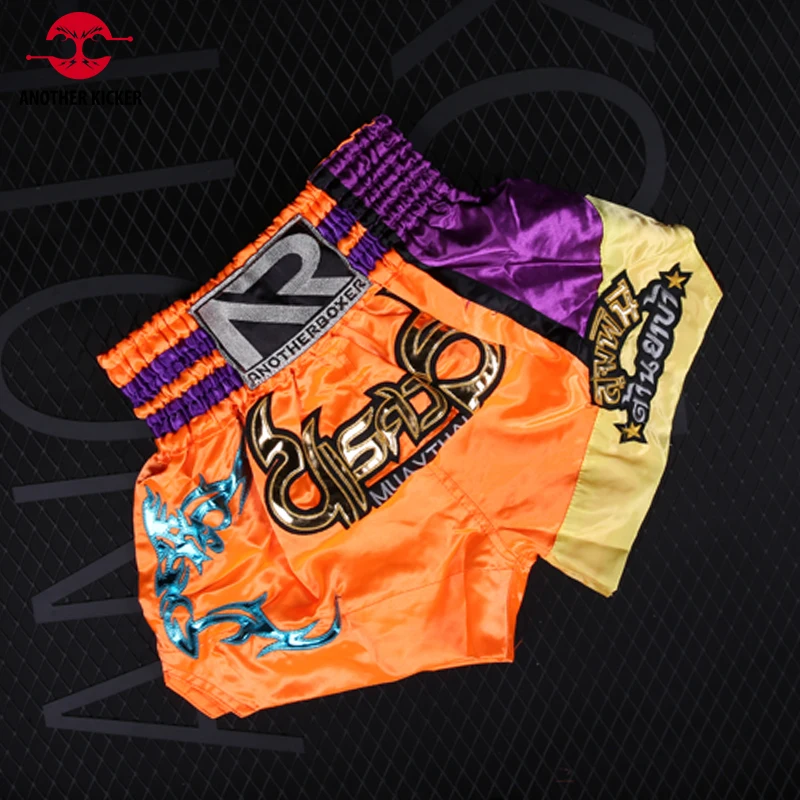 

Muay Thai Shorts Women Men Child Boy Girl Boxing Shorts Orange Black Gym Fitness MMA Competition Training Fight Kickboxing Pants