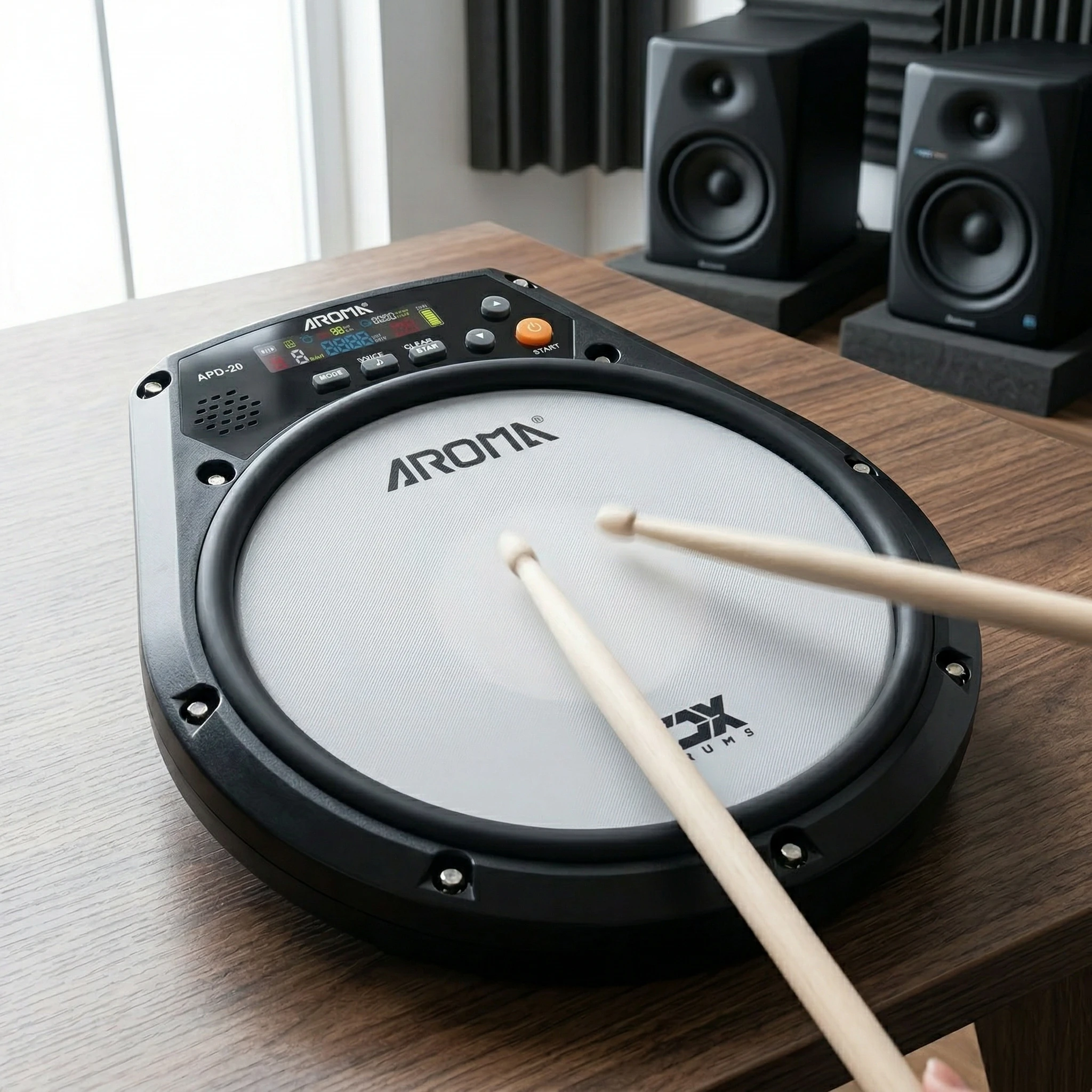 Aroma APD-20 Dumb Drum Pad משטח רשת מתכוונן נייד לאימון כלי הקשה חלקי מוזיקה לאולפן תרגול תופים שקט