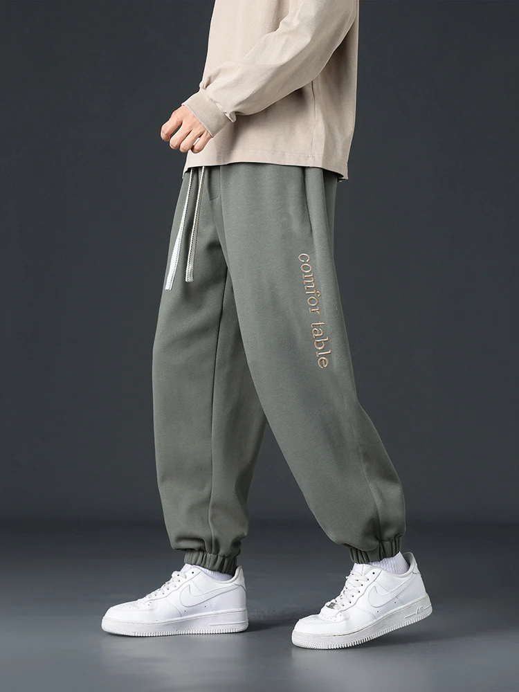 Big Size Men Sweatpants Spring Autumn Casual Baggy Jogger Pants String Banding Solid Color Sportswear Cotton Loose Trousers 8XL sport jogging trousers fleece sweatpants wide leg pants fashion pants