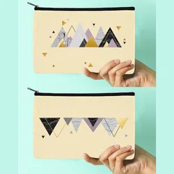 New Women Canvas Makeup Bag Shape Series Pattern Cosmetic Bag Wedding Party Bridesmaid Makeup Bag Gift Handbag Child Pencil Case