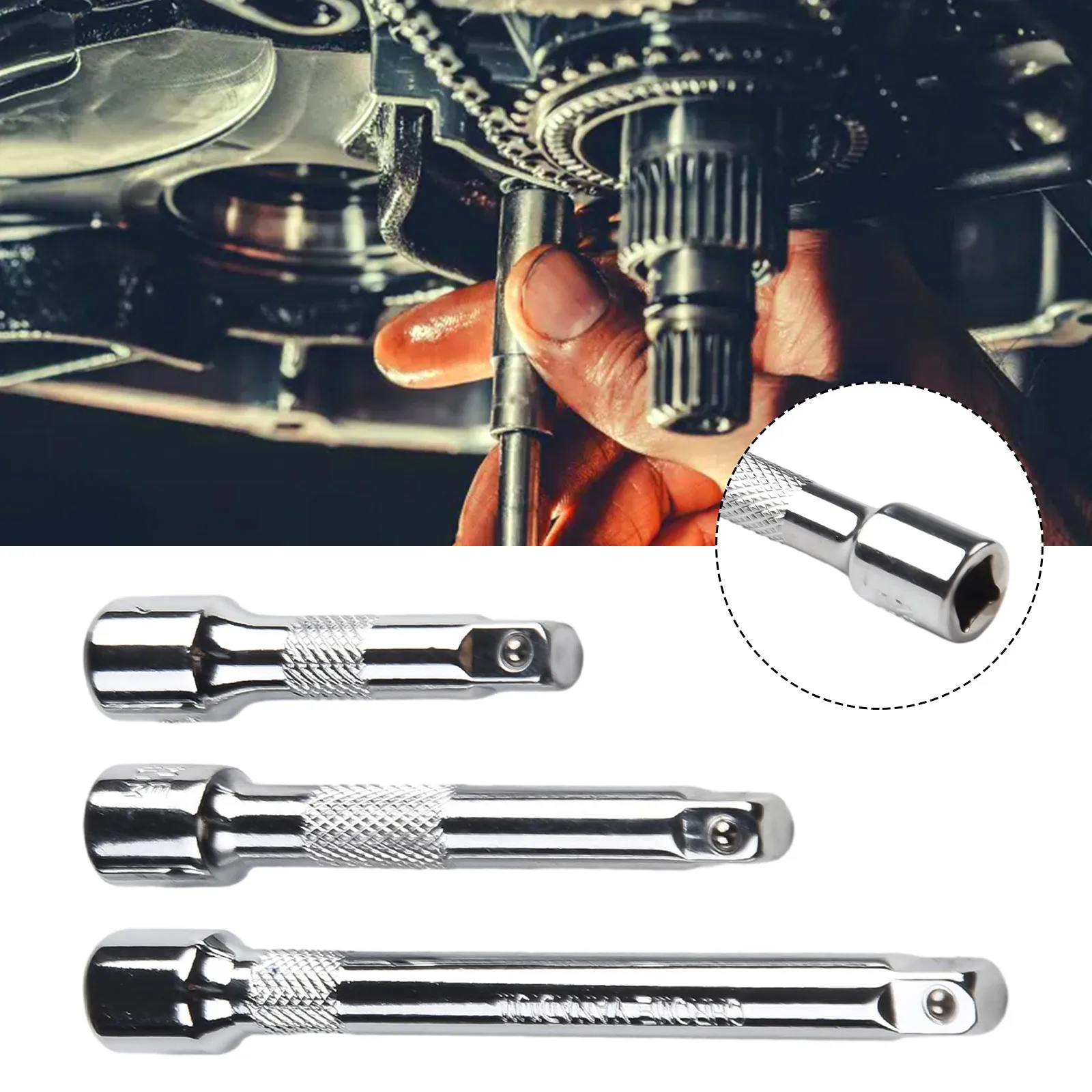 

Connecting Rod Extender Bar Socket Wrenches Handle Tools 50/75/100mm Chrome Vanadium Steel Rustproof Silver Wobble High Quality