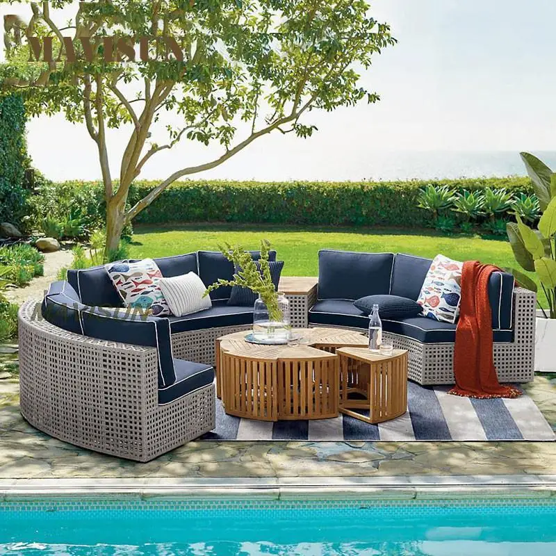 

Campingaz Sofa Set House Garden Outdoor Lounge Set Simple Gray Camp Wicker Sofas For Country Villa Terrace Balcony Furniture