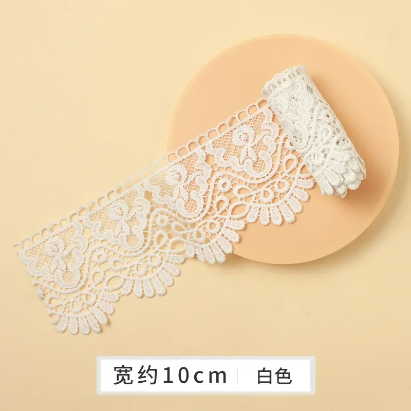 Lace Ribbon Lace Fabric Lace Sewing Supplies Lace Sewing Accessories Lace Garment Accessories Lace Accessories Lace Decoration 10cm Wide Hollow Out Floral Embroidered Lace Ribbon DIY Apparel Sewing Fabric Milk Silk Water Soluble Lace Tape