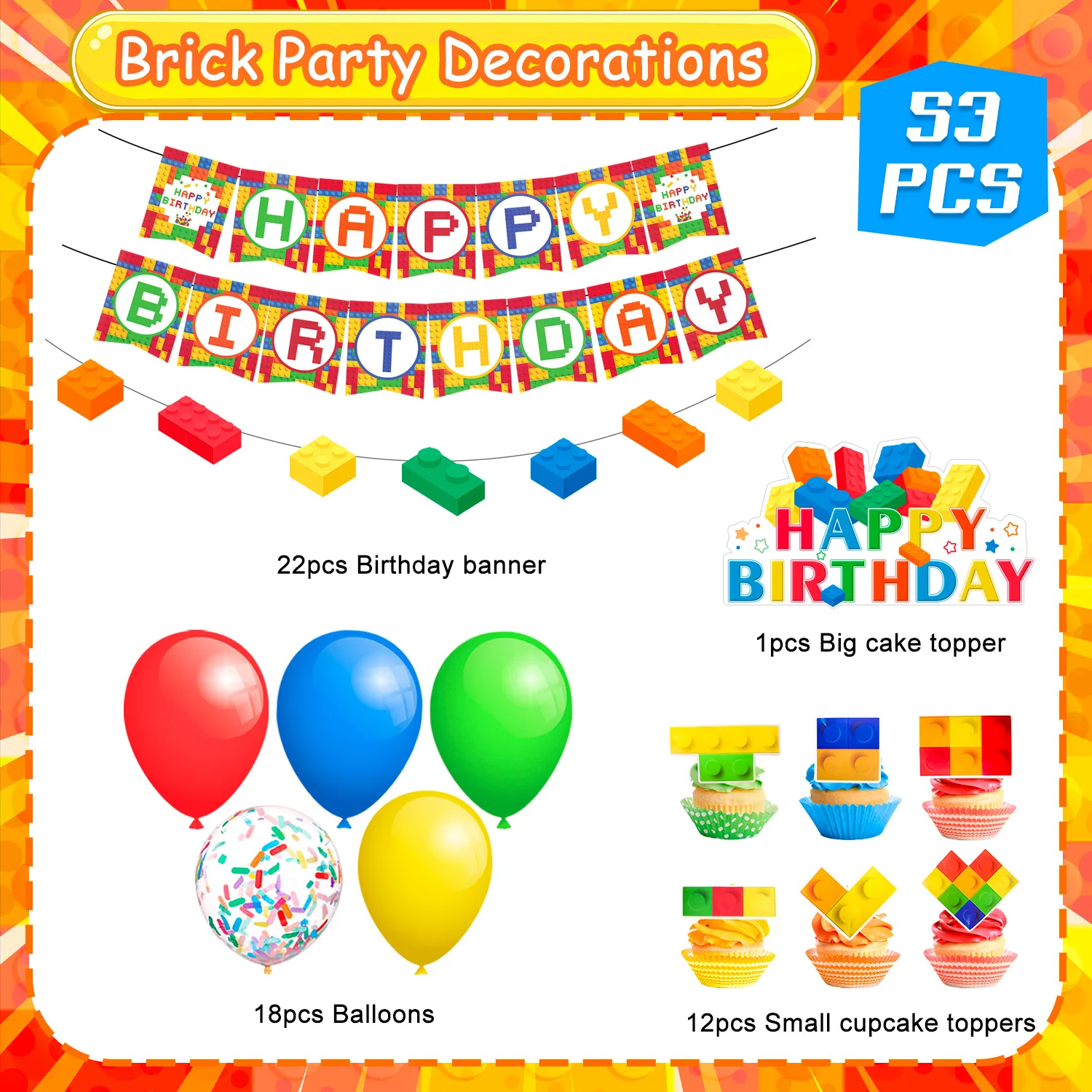Building Block Birthday Party Supplies, Building Blocks Party