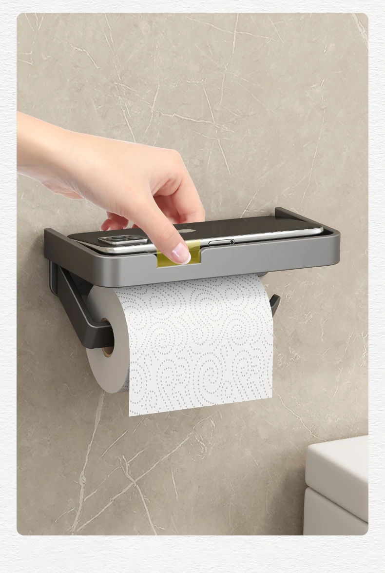 Wc Papier Halter Aluminium Lagerung Rack Küche Handtuch Platzierung Von Gewürz Flaschen Badezimmer Wand Rolle Von Papier Telefon Lagerung – Detail 16