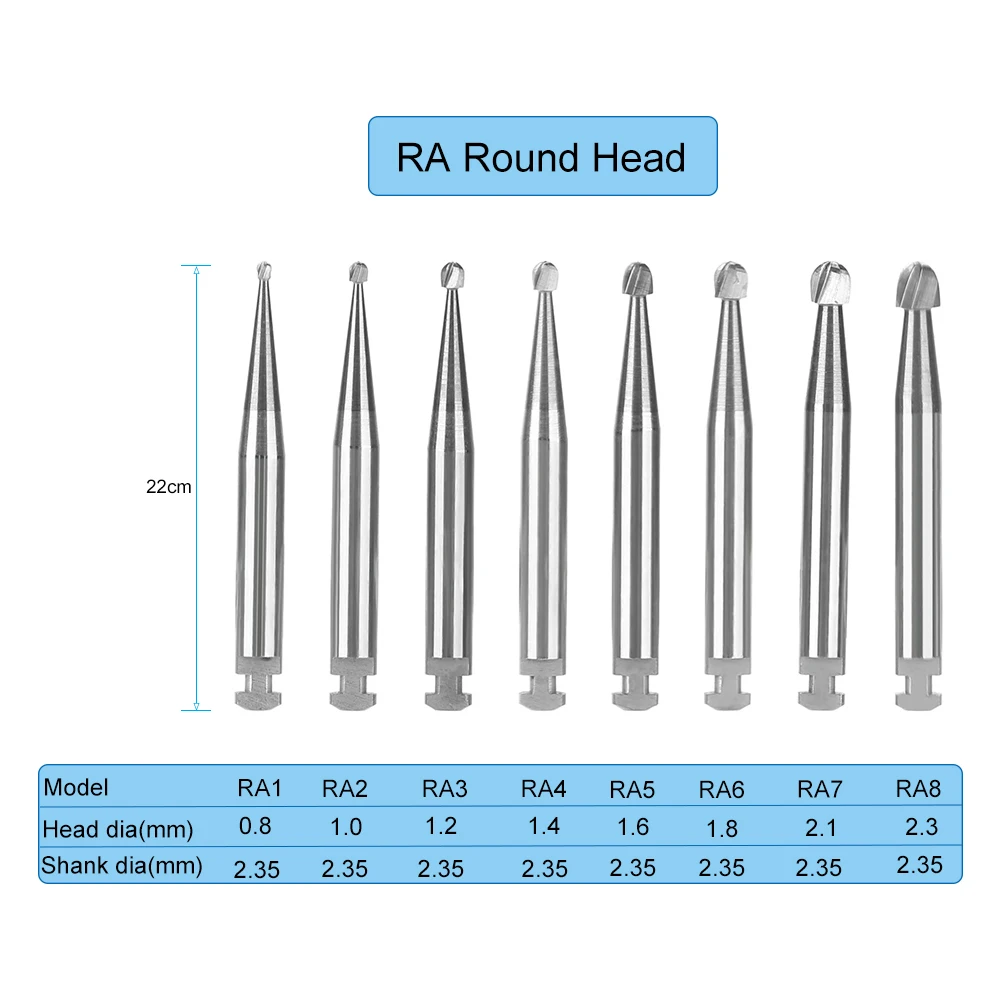 2pcs Dental Tungsten Carbide Burs RA Low Speed Round RA Series For