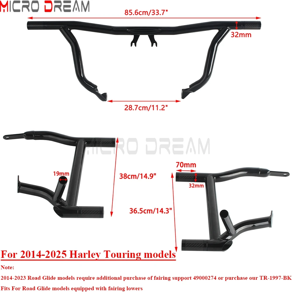 Harley Road Glide Ultra Limited CVO ST FLTRUSE FLTRKSE FLTRXSTSE 새들백 레일 하이웨이 엔진 가드 크래시 바(슬라이더 엔드 포함)