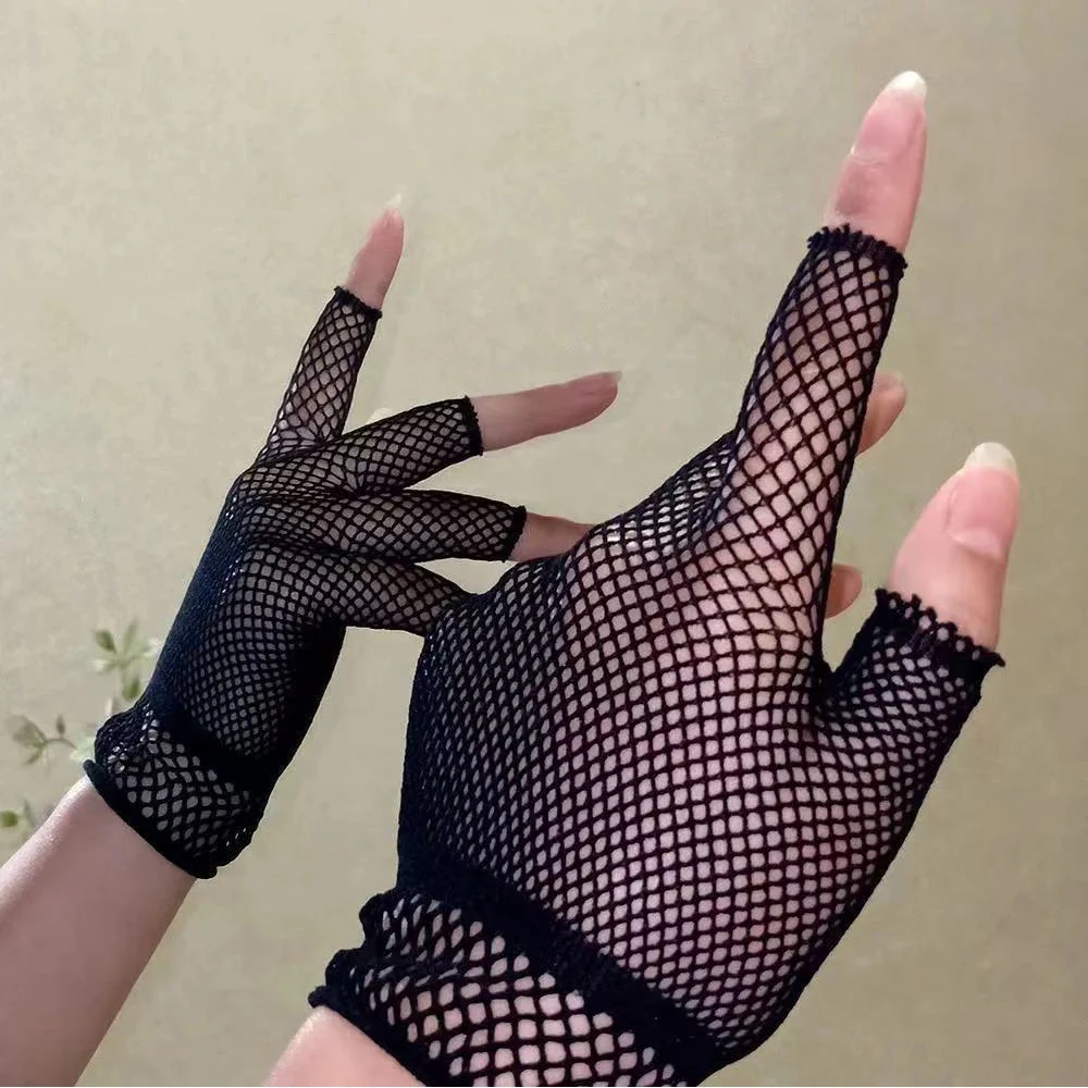 

1Pair Mesh Fishnet Gloves Women Lace Half Finger Bride Mittens Driving Gloves Sexy Girls Punk Dance Evening Party Accessory