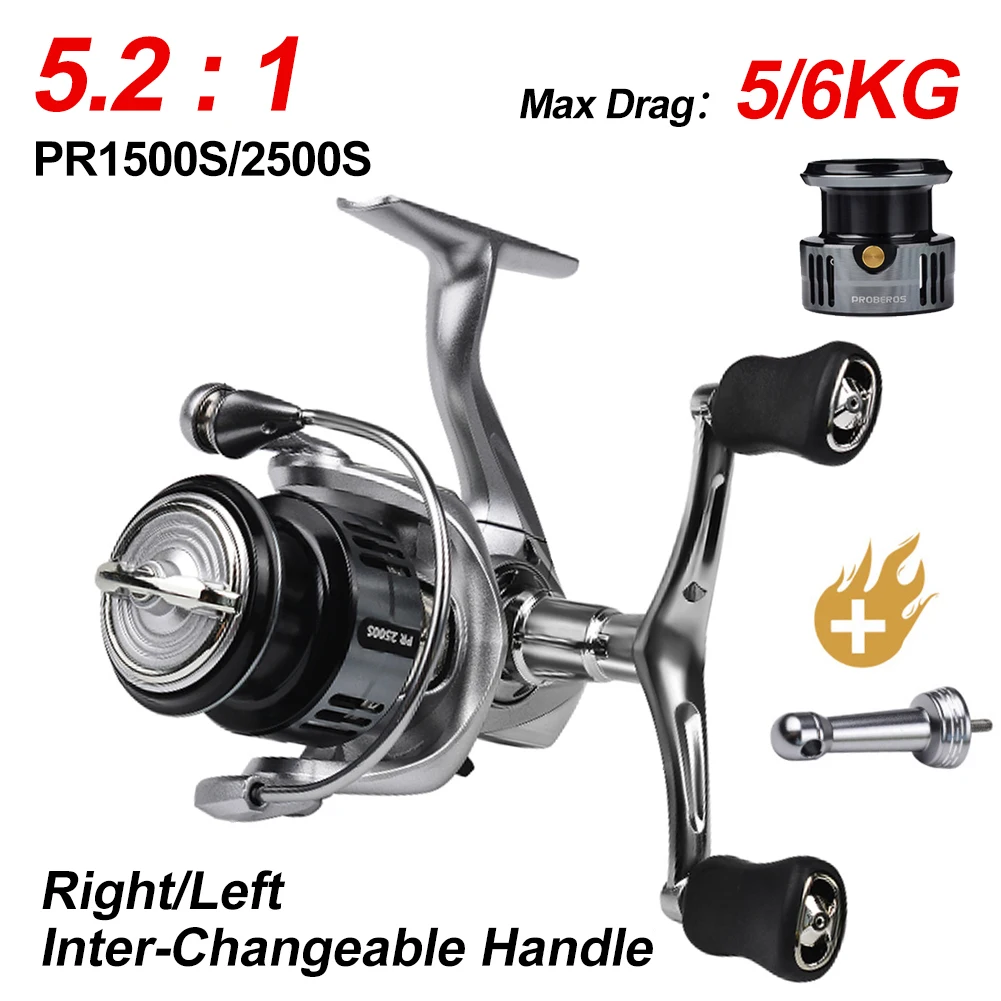 

Double Grip Spinning Fishing Reel 7+1BB Long Casting Ultra-Smooth Fishing Reel for Carp Freshwater Saltwater with Balancer Bar