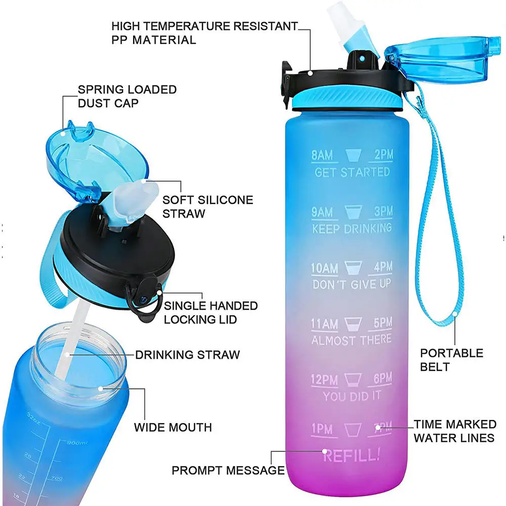 Time Marked Sports Water Bottle kit Drink With Time Leak Proof