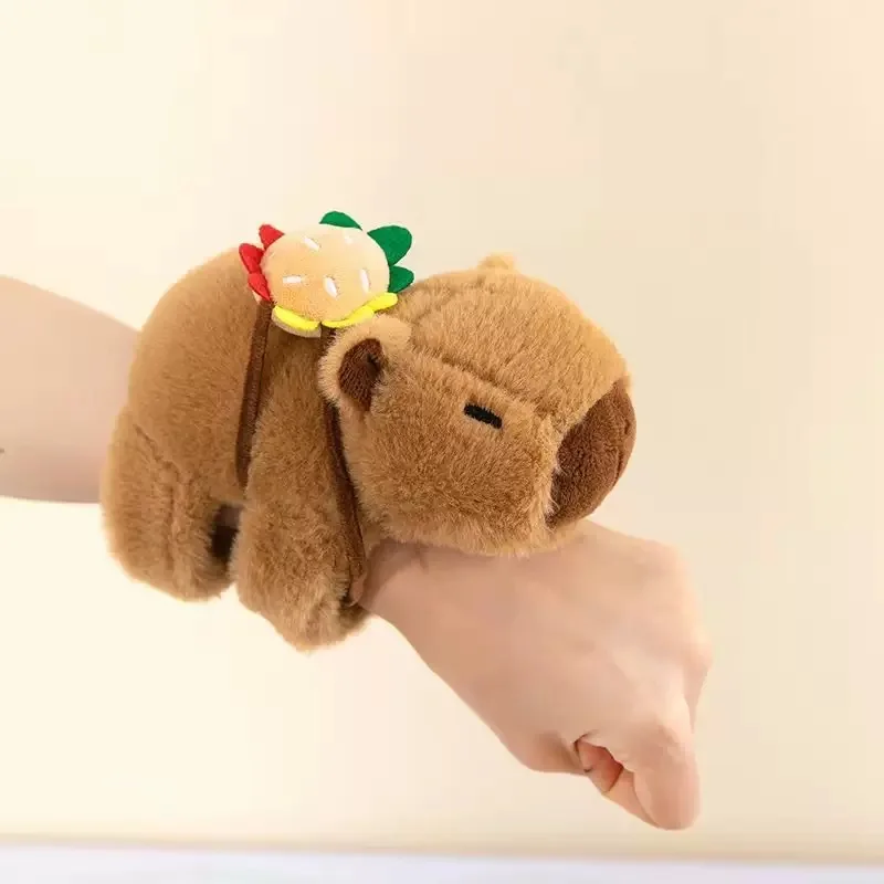 New Capybara Wristband Bracelet Kawaii Cartoon Plush Animal Capybara Clap Circle Cotton Doll Cute Children Toys Kids Funny Gifts