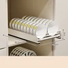 Smooth Sliding Kitchen Cabinet Rack Pull Out Dish Drying Drawer With Water Tray Drainer Stainless Steel Bowl Basket 4