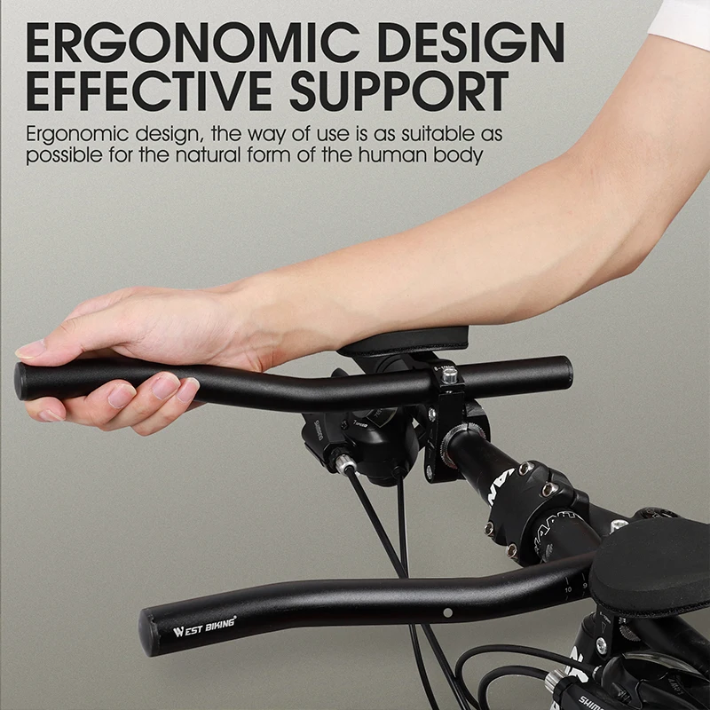 WEST BIKING Bicycle Handlebar Aluminum Alloy Rest TT Bars Arm Relaxation Rest Split Vice MTB Bar Triathlon Racing Extension Bars