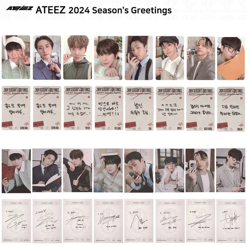 케이팝 새 앨범 ATEEZ 2024 시즌 인사 사진 카드 수집기 카드, LOMO 카드, 홍중 윤호 여상 민기 엽서, 세트당 8 개