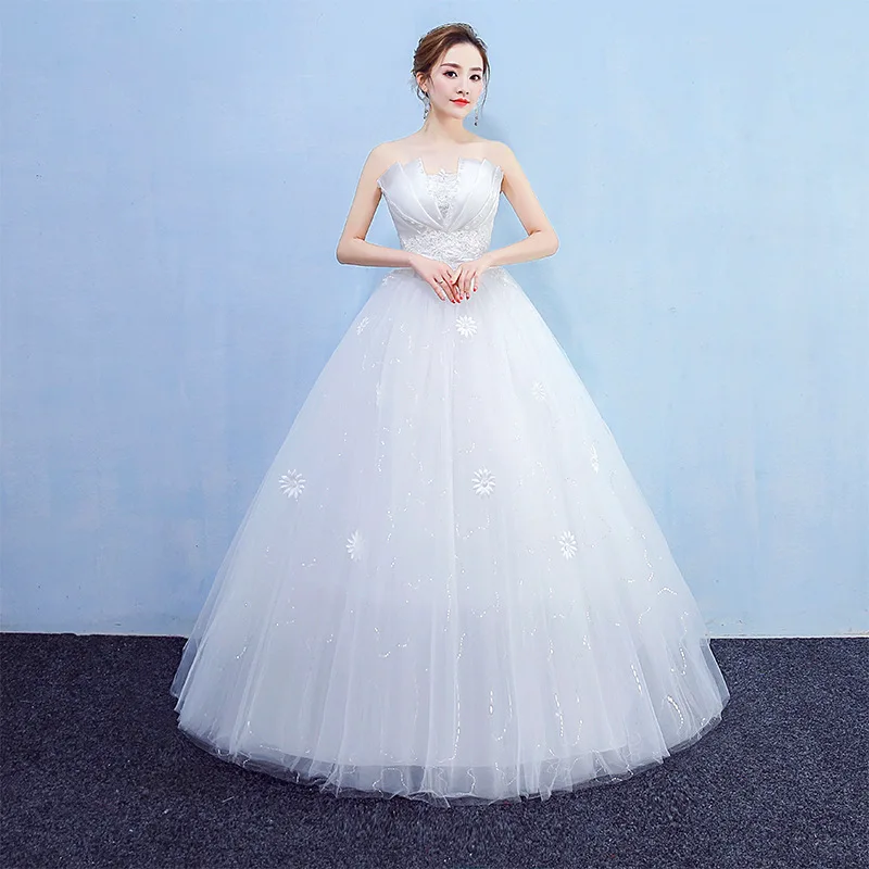 

Женское свадебное платье It's Yiiya, белое кружевное платье до пола без бретелек в стиле принцессы на лето 2019