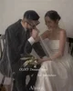 OLOEY Simple A Line Taffeta Korea Wedding Dresses Customized Photoshoot Strapless Corset Back Floor Length Bridal Gown Plus Size 2