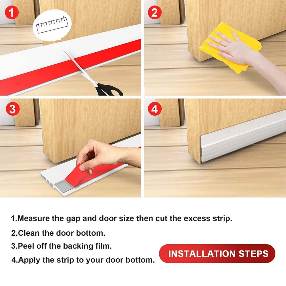 Door Seal Strip Door Bottom Seal Under Door Weatherstrip Sealing Draft Stopper Anti-Cold Gap Blocker Windproof