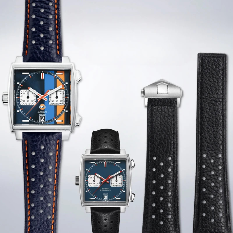 Per Tag Heuer Watch Monaco Series 22Mm Caw211R/P Sostituisci Il Cinturino Dell'Orologio In Vera Pelle Cinturino Traspirante Impermeabile Da Uomo