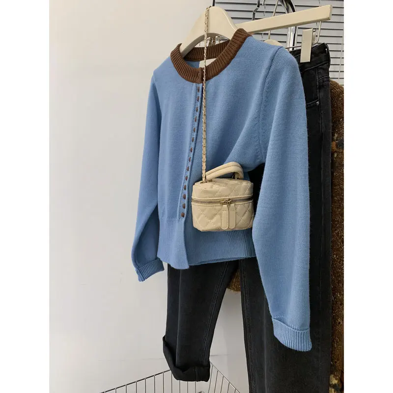 

Женский однобортный Кардиган с круглым вырезом, Осень-зима 2024