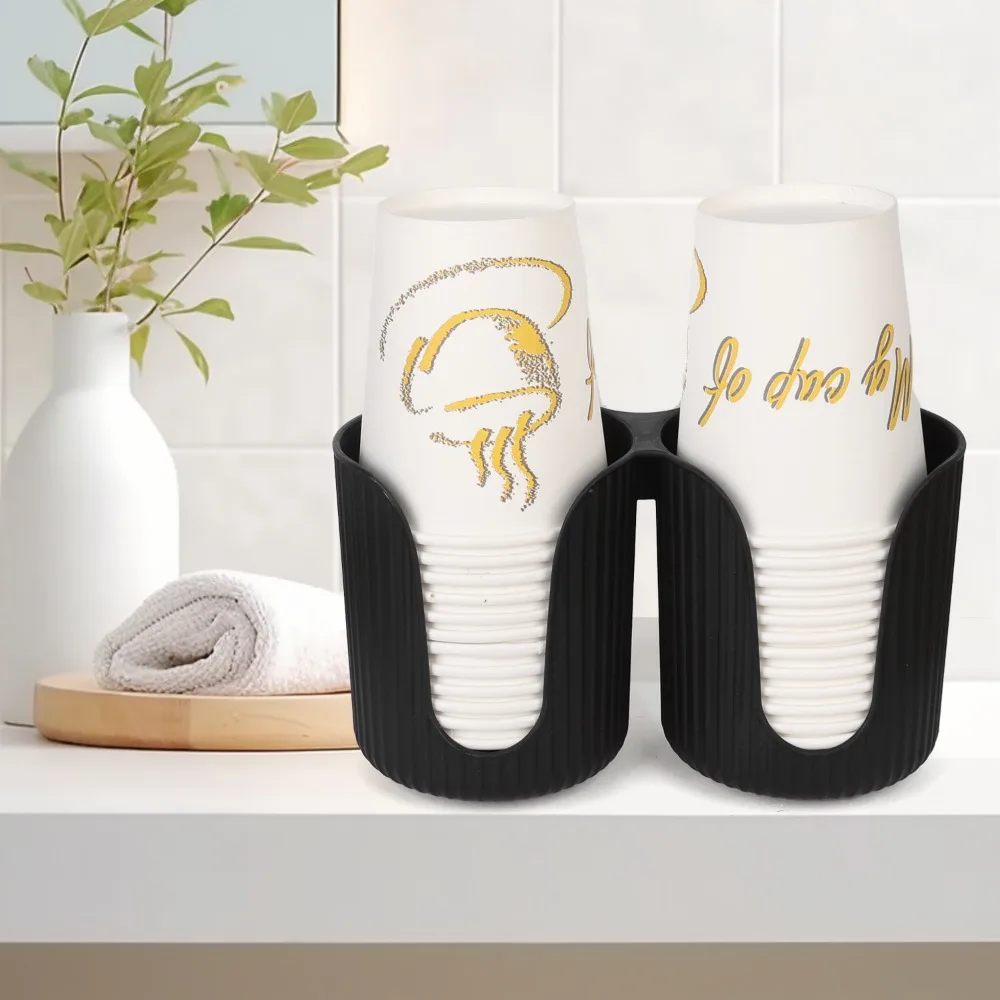Disposable Paper Cup Storage Rack Practical Double Cup Holder Plastic Dispenser Mug Display Stand Organizer Household Supplies