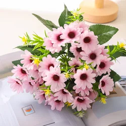Artificial Daisy Gerbera Chamomile Flower Bouquet for Wedding and Home Decoration (Pink)