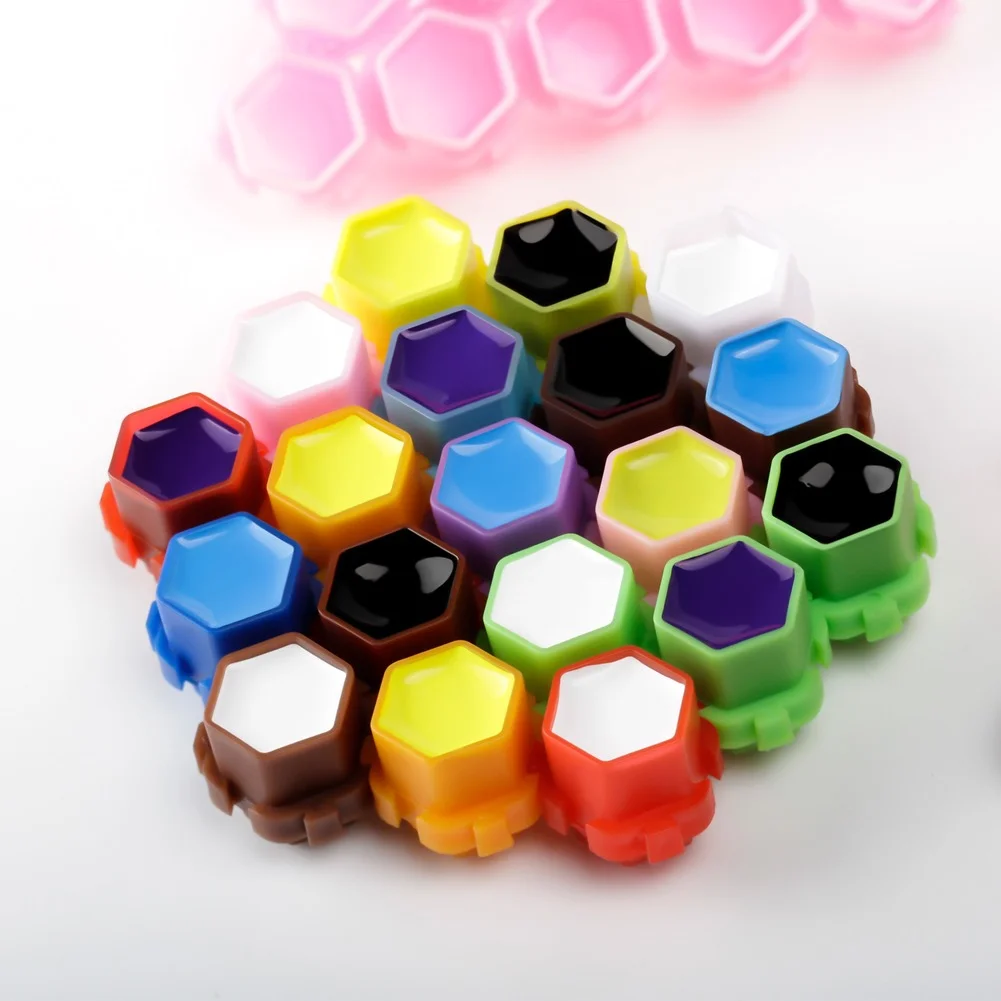 200pcs Honeycomb Tattoo Ink Cups With Snap Splice Disposable Plastic Ink Holder Cup Professional Tattoo Pigment Cups Mixed Color wholesale 1000pcs disposable tattoo ink cups makeup pigment container holder caps plastic