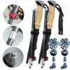 Expandable Carbon Fibre Outdoor Trekking Poles EVA Cork Quick Adjustable Locks Walking Sticks Ultralight Poles for Men Women 1